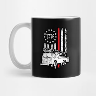 Fire Firefighter Rescue Firetruck 1776 American Flag Mug